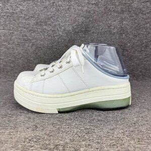 ✅Mule Platform Sneaker Womens Size 7 White Leather Lace Up Slip On Comfort Shoes